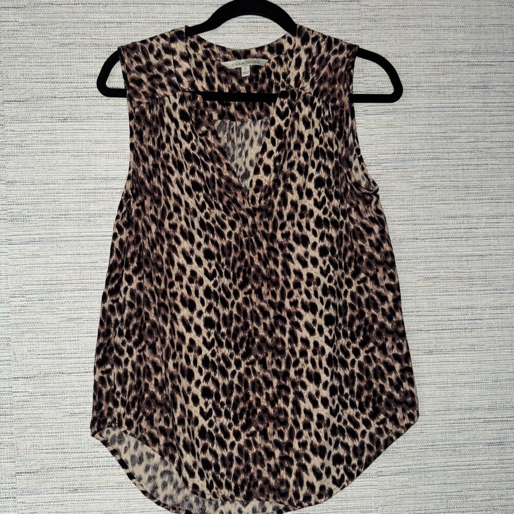 41 Hawthorne Leopard Print V-Neck Sleeveless Blouse Maximalist Glam Size Medium